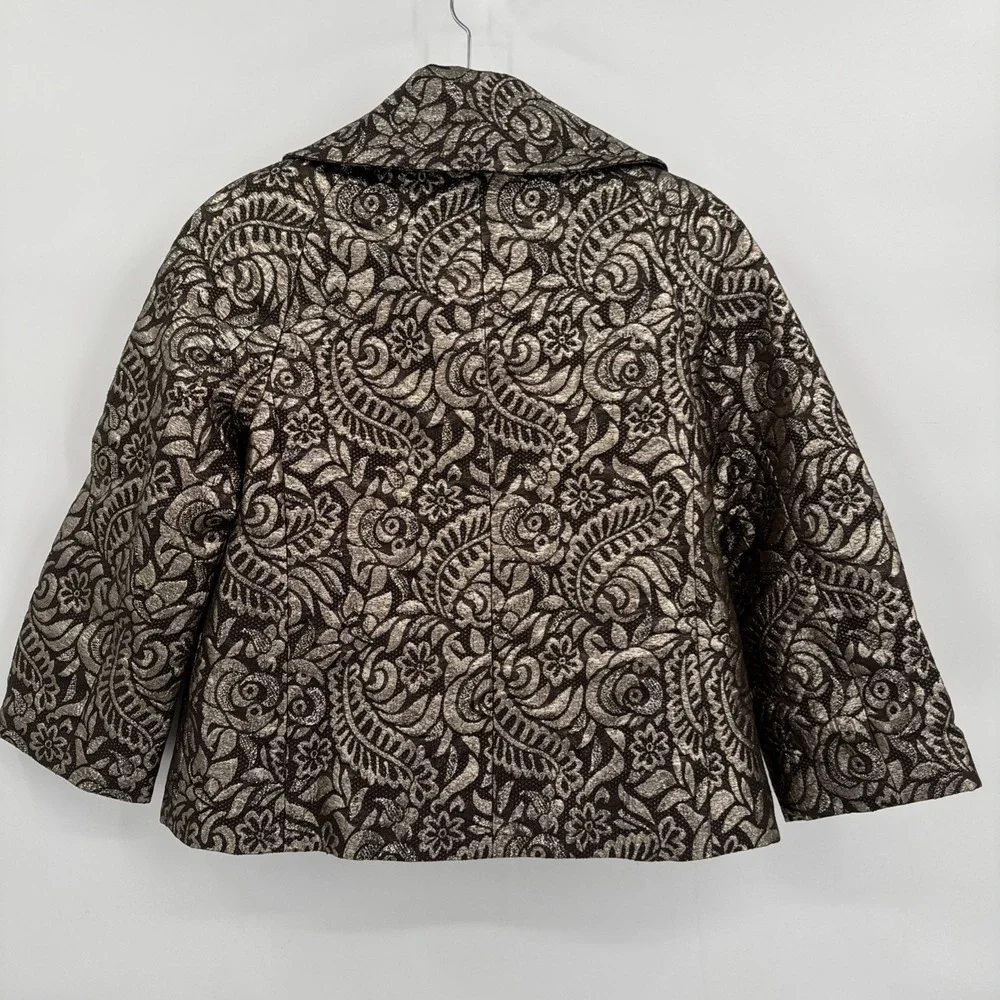 Banana Republic‎ Women Sz XS Gold Silk Brocade Metallic Blazer Swing Jacket NEW